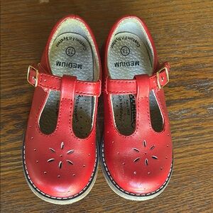FootMates Red Dress Shoes with T-Strap Design